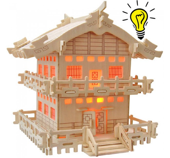Japansk tempel - Med belysning